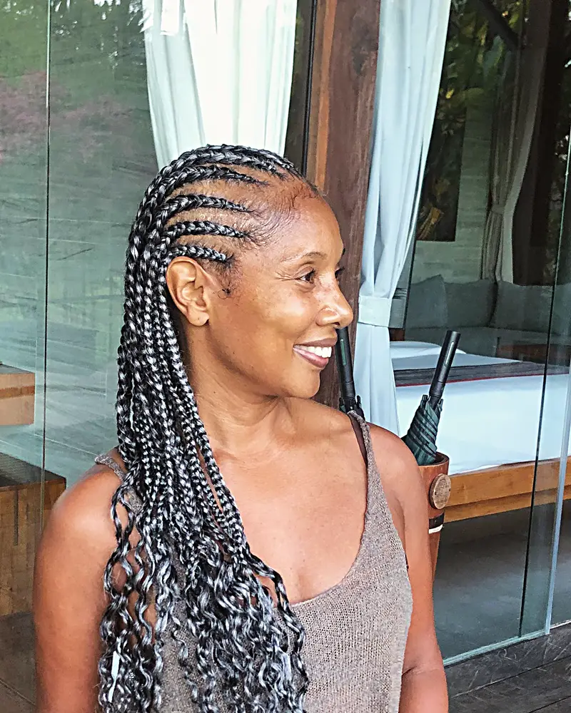 Feed in cornrows, braided by ShairBraiding, worn